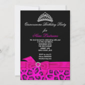 Invitation Quinceanera 15e photo de léopard noir rose chaud (Dos)