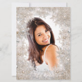 Invitation Quinceanera 15e Photo Flocon de neige beige argent (Dos)