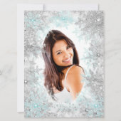 Invitation Quinceanera 15e Photo Silver bleu Turquoise Flocon (Dos)