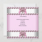 Invitation Quinceanera 15e Pink Rose Pearl Bow Photo (Dos)