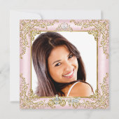 Invitation Quinceanera 15e Porte-photos rose pâle (Dos)