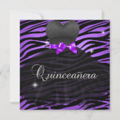 Invitation Quinceanera 15e Robe violette noire Zèbre (Devant)