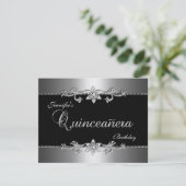 Invitation Quinceanera 15e Soirée de Bijoux en argent noir él (Debout devant)