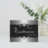 Invitation Quinceanera 15e Soirée de Bijoux en argent noir él (Debout devant)