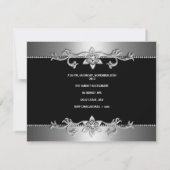 Invitation Quinceanera 15e Soirée de Bijoux en argent noir él (Dos)