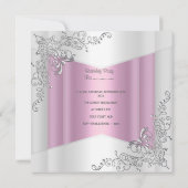 Invitation Quinceanera 15e Tiara en argent blanc rose (Dos)