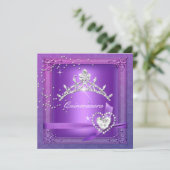 Invitation Quinceanera 15e Tiara Purple 15 Anniversaire (Debout devant)