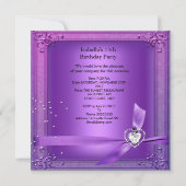 Invitation Quinceanera 15e Tiara Purple 15 Anniversaire (Dos)