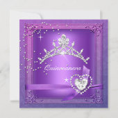 Invitation Quinceanera 15e Tiara Purple 15 Anniversaire (Devant)