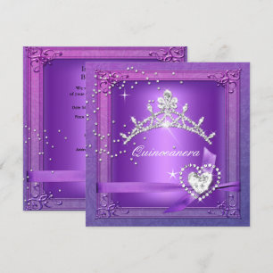 Invitation Quinceanera 15e Tiara Purple 15 Anniversaire