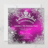 Invitation Quinceanera 15e Winter Wonderland Argent rose (Devant)