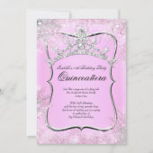 Invitation Quinceanera 15e Winter Wonderland Argent rose (Devant)