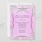 Invitation Quinceanera 15e Winter Wonderland Argent rose (Dos)