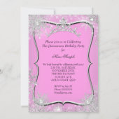 Invitation Quinceanera 15e Winter Wonderland Argent rose (Dos)