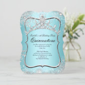 Invitation Quinceanera 15e Winter Wonderland Silver Blue (Debout devant)