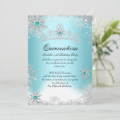 Invitation Quinceanera 15e Winter Wonderland Silver Blue 2 (Debout devant)