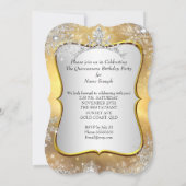 Invitation Quinceanera 15e Winter Wonderland Silver Gold (Dos)