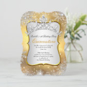 Invitation Quinceanera 15e Winter Wonderland Silver Gold (Debout devant)