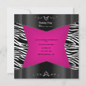 Invitation Quinceanera 15e Zebra Rose Noir Argent Tiara (Dos)