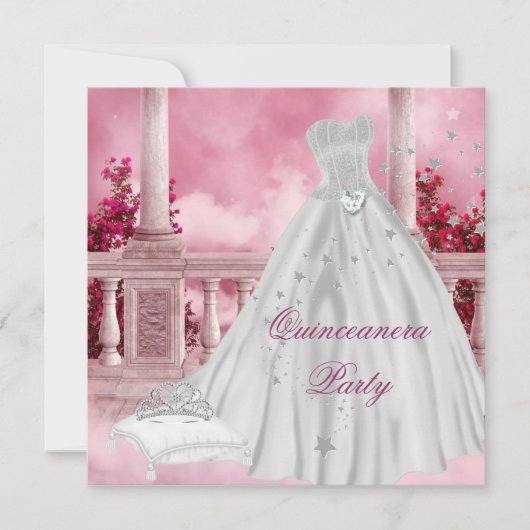 Invitation Quinceanera 15ème 15 Anniversaire fête Tiara (Devant)