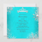 Invitation Quinceanera 15ème Aqua Silver Snowflakes Party 2 (Dos)