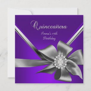 Invitation Quinceanera 15ème Arc-en-ciel Violet Bleu Argent G