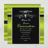 Invitation Quinceanera 15ème Black Cravate Lime Green Black P (Devant / Derrière)