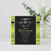 Invitation Quinceanera 15ème Black Cravate Lime Green Black P (Debout devant)