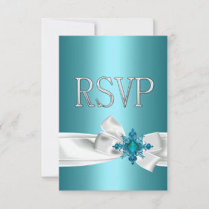 Invitation Quinceanera 15ème Bleu Canard Argent Blanc Ruban R