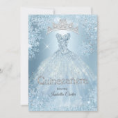 Invitation Quinceanera 15ème Cendrillon Flocon de Neige Bleu (Devant)