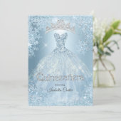 Invitation Quinceanera 15ème Cendrillon Flocon de Neige Bleu (Debout devant)