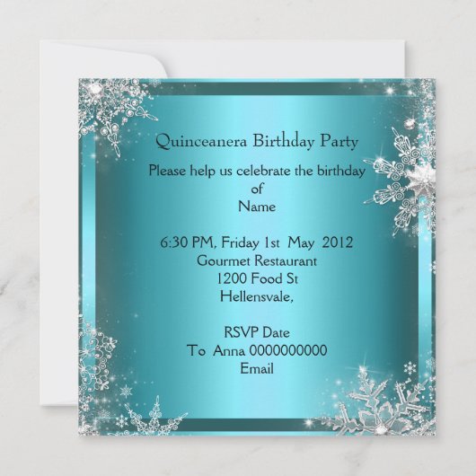 Invitation Quinceanera 15ème Elite Élégante fête d'anniversai (Dos)