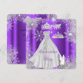 Invitation Quinceanera 15ème fête d'anniversaire violet (Devant / Derrière)