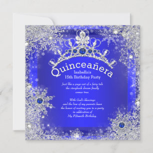 Invitation Quinceanera 15ème Hiver Merveilleux Bleu Royal