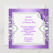 Invitation Quinceanera 15ème Parti Papillon pourpre Tiara 2 (Dos)