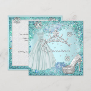 Invitation Quinceanera 15ème partie Soft Turquoise Tiara robe