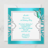 Invitation Quinceanera 15ème partie Turquoise Bleu papillon T (Dos)