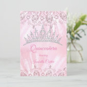 Invitation Quinceanera 15ème parties scintillant rose jolie T (Debout devant)