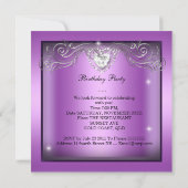 Invitation Quinceanera 15ème Silver Purple Tiara (Dos)