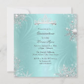 Invitation Quinceanera 15ème Snowflakes Turquoise d'argent (Dos)