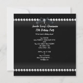 Invitation Quinceanera 15ème Turquoise Black Zebra Pearl Tiar (Dos)