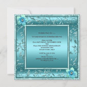 Invitation Quinceañera 15ème Turquoise Fleur bleue Silver Tia (Dos)