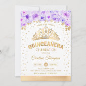 Invitation Quinceanera 15th Birthday Party - Gold Purple (Devant)