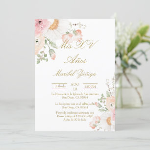 Invitation Quinceanera à fleur rose