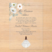 Invitation Quinceanera à fleurs botaniques acryliq (Recto)