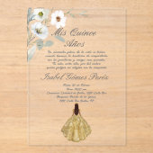 Invitation Quinceanera à fleurs botaniques acryliq (Recto)