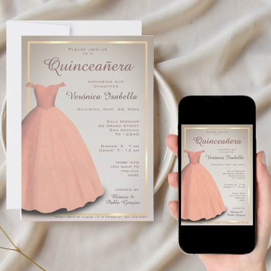 Invitation Quinceañera a mis quince célébration lnvitation
