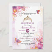Invitation Quinceañera a mis quince Tiara Butterflies (Devant)