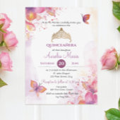 Invitation Quinceañera a mis quince Tiara Butterflies