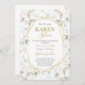 Invitation Quinceanera à papillon blanc et or (Devant / Derrière)